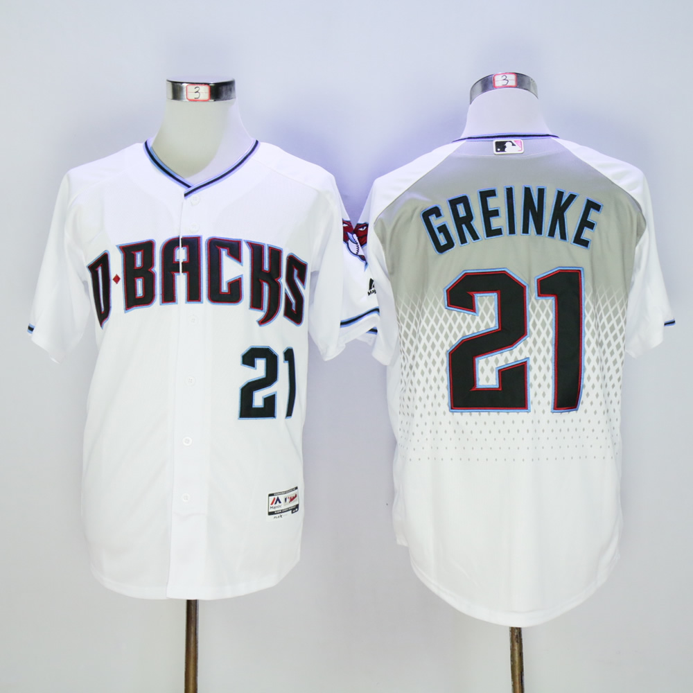 Men Arizona Diamondback #21 Greinke White MLB Jerseys->arizona diamondback->MLB Jersey